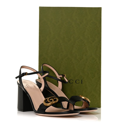 Gucci Lifford Calfskin GG Marmont Ankle Wrap 75mm Sandals 38.5 Black 8 of 8
