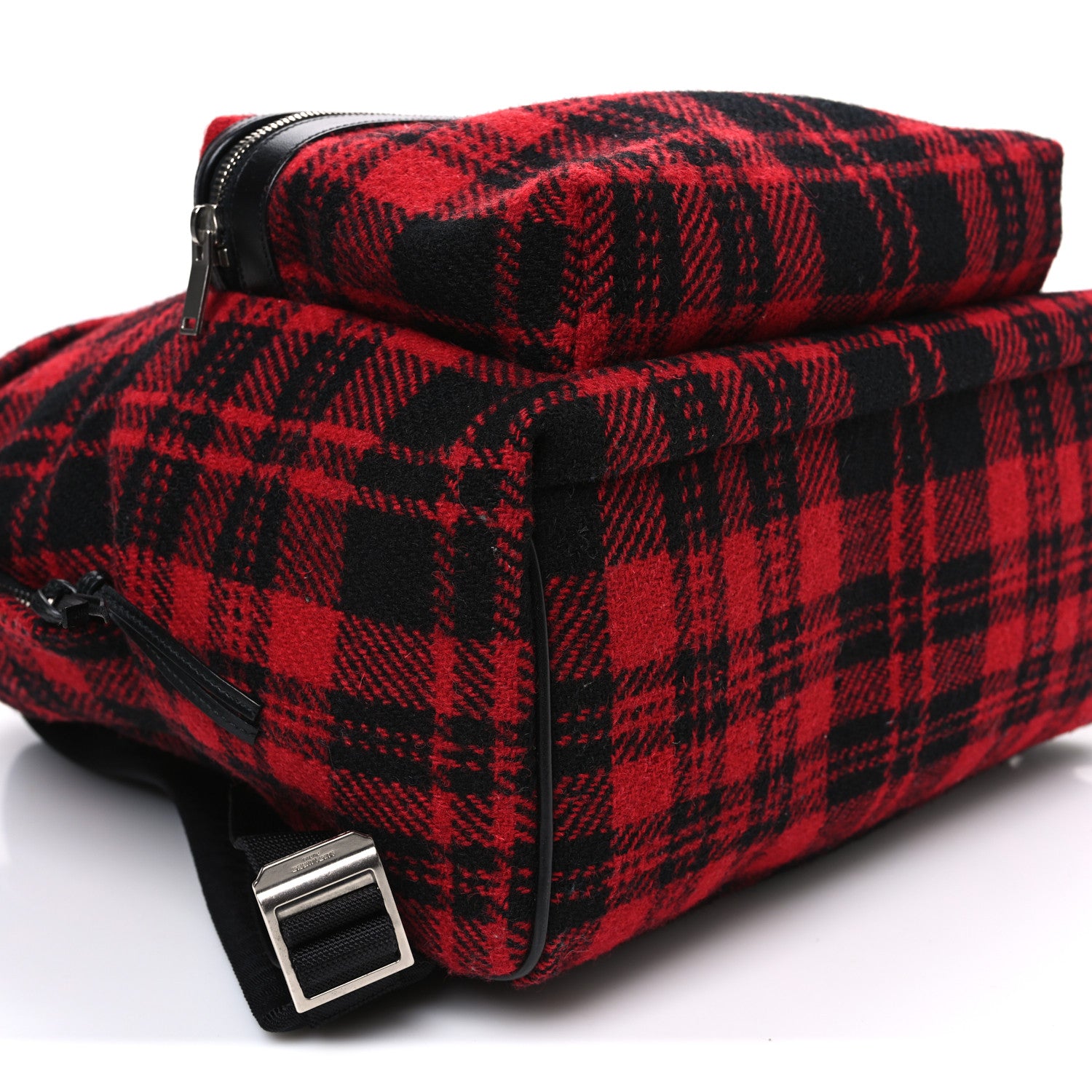 Saint Laurent Wool Tartan City Backpack Red Black 9 of 10