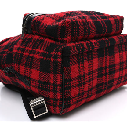 Saint Laurent Wool Tartan City Backpack Red Black 9 of 10