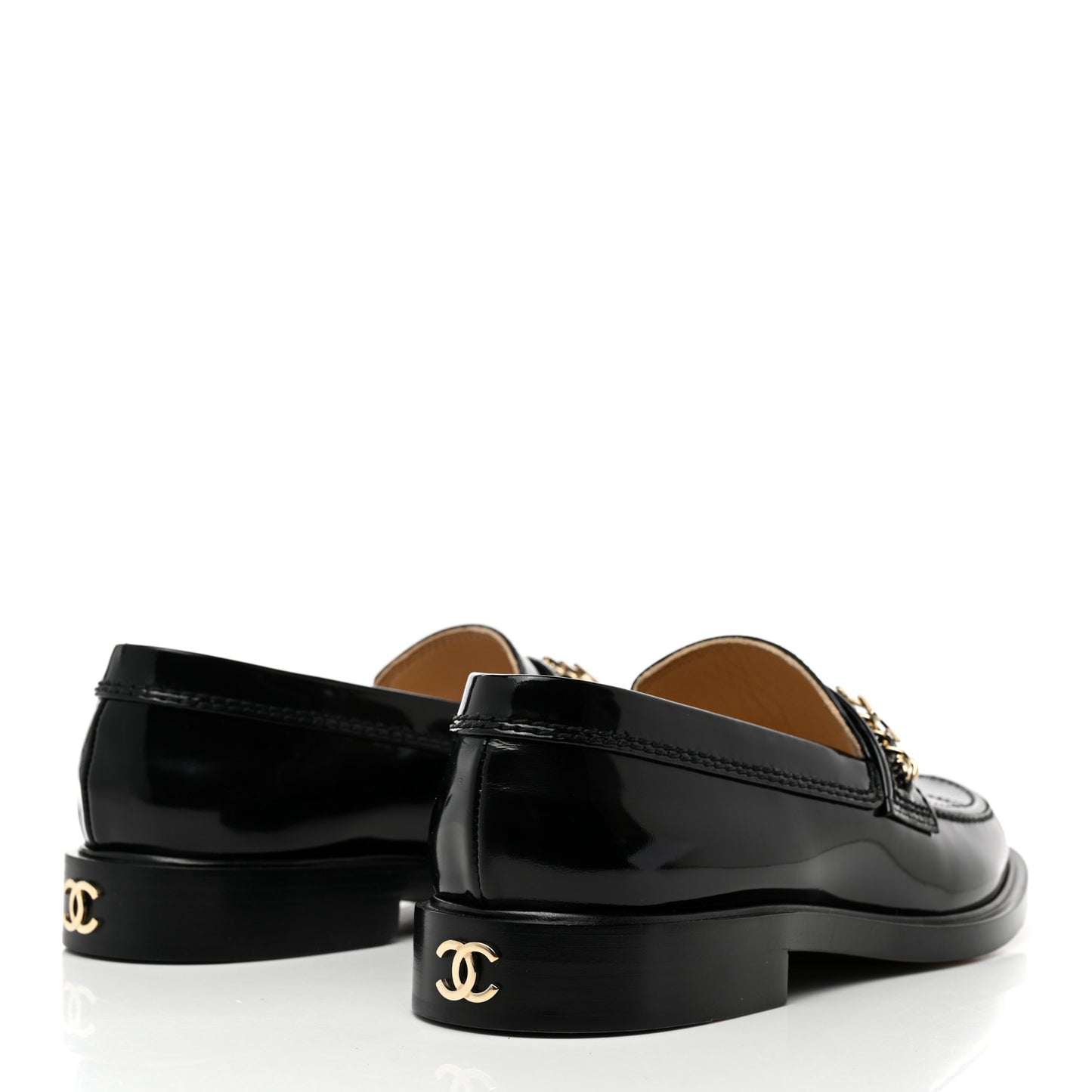 Shiny Calfskin Logo Loafers 39 Black