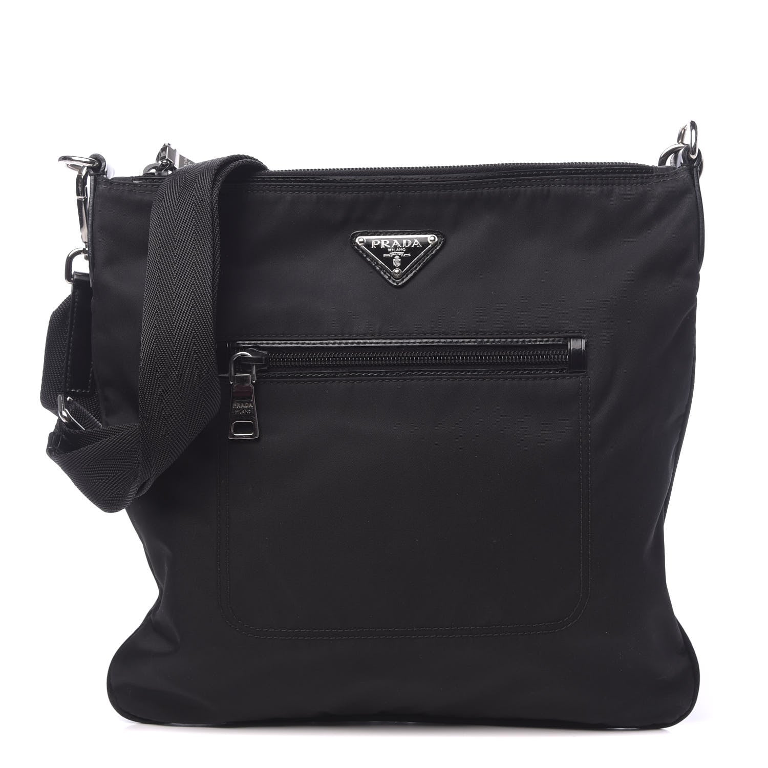 Prada Nylon Vela Flat Messenger Bag Black 1 of 8