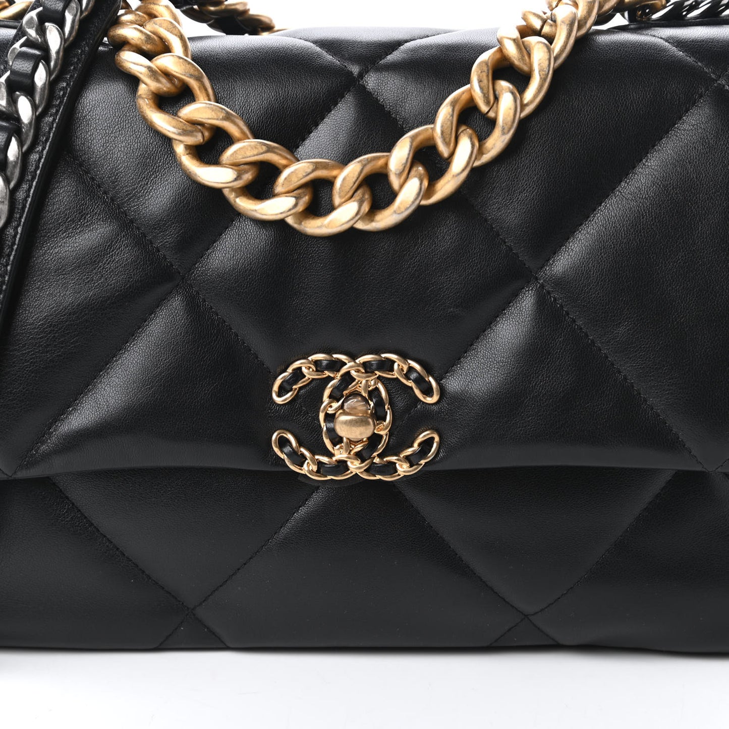 Lambskin Quilted Large Chanel 19 Flap Black