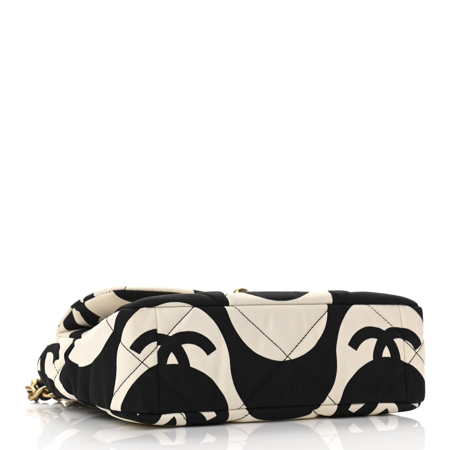 Fabric Printed Medium Chanel 19 Flap Black Ecru