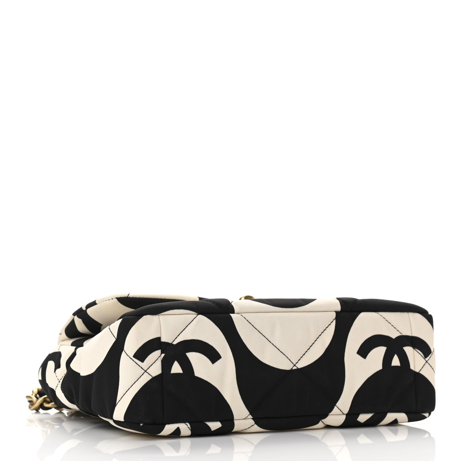 Chanel Fabric Printed Medium Chanel 19 Flap Black Ecru 4 of 10
