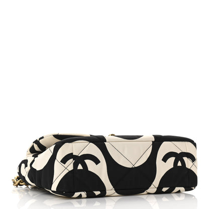 Chanel Fabric Printed Medium Chanel 19 Flap Black Ecru 4 of 10
