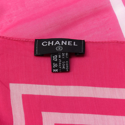 Chanel Cotton Silk CC Striped Stole Pink White 3 of 3