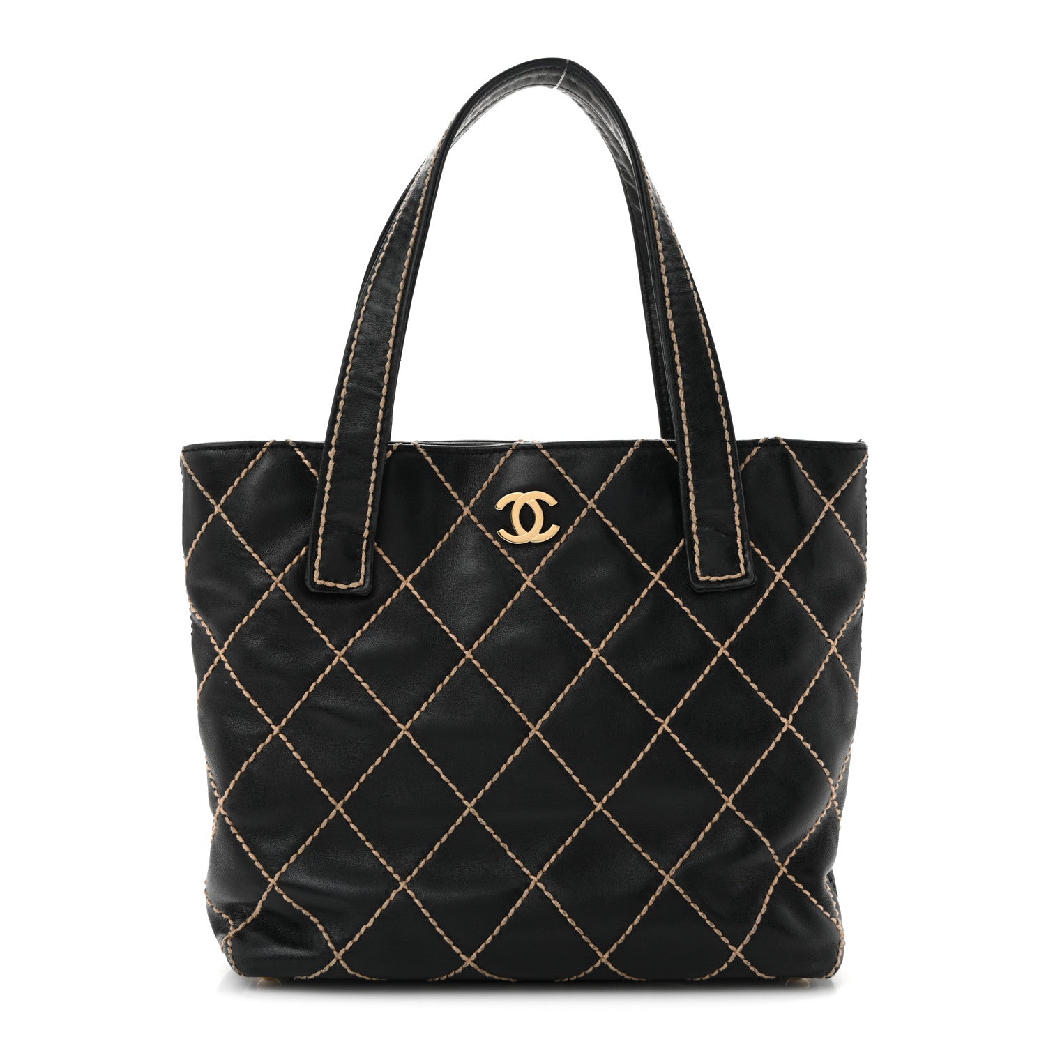 Chanel Calfskin Stitch Small Surpique Tote Black 1 of 15