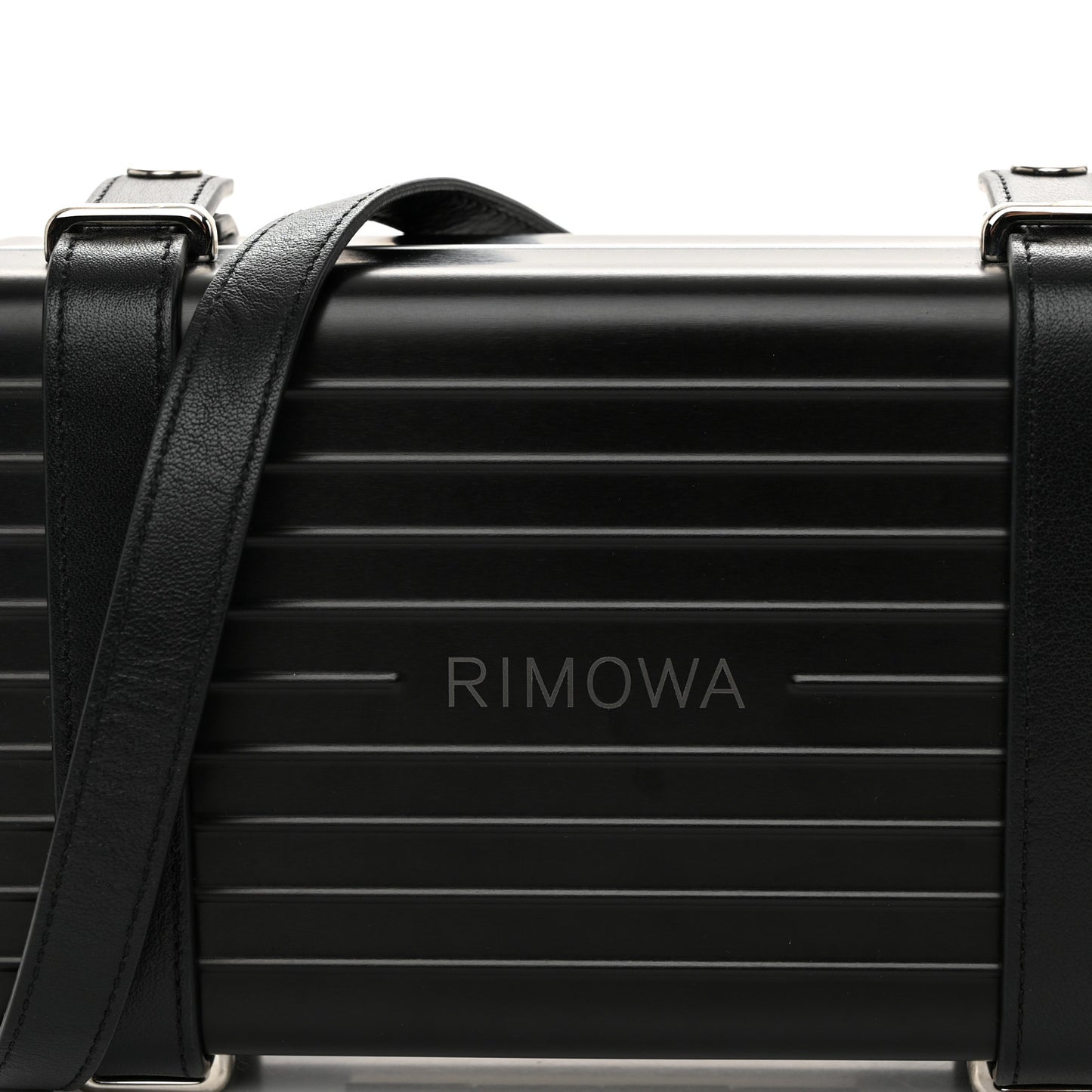 X RIMOWA Aluminum Personal Clutch On Strap Black
