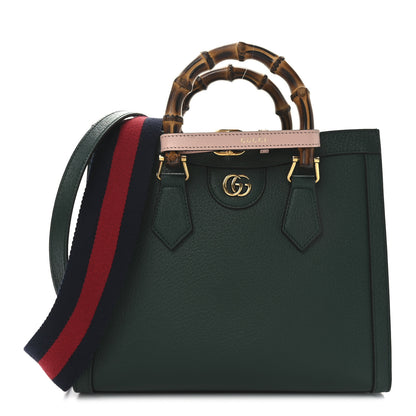 Gucci Textured Dollar Calfskin Web Small Diana Tote Bag Green 1 of 9