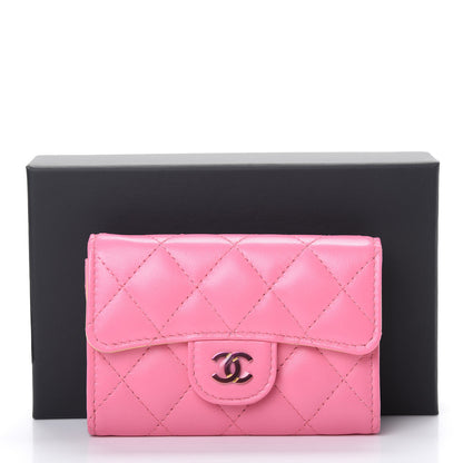 Chanel Lambskin Quilted Flap Card Holder Wallet Pink Yellow 9 of 9