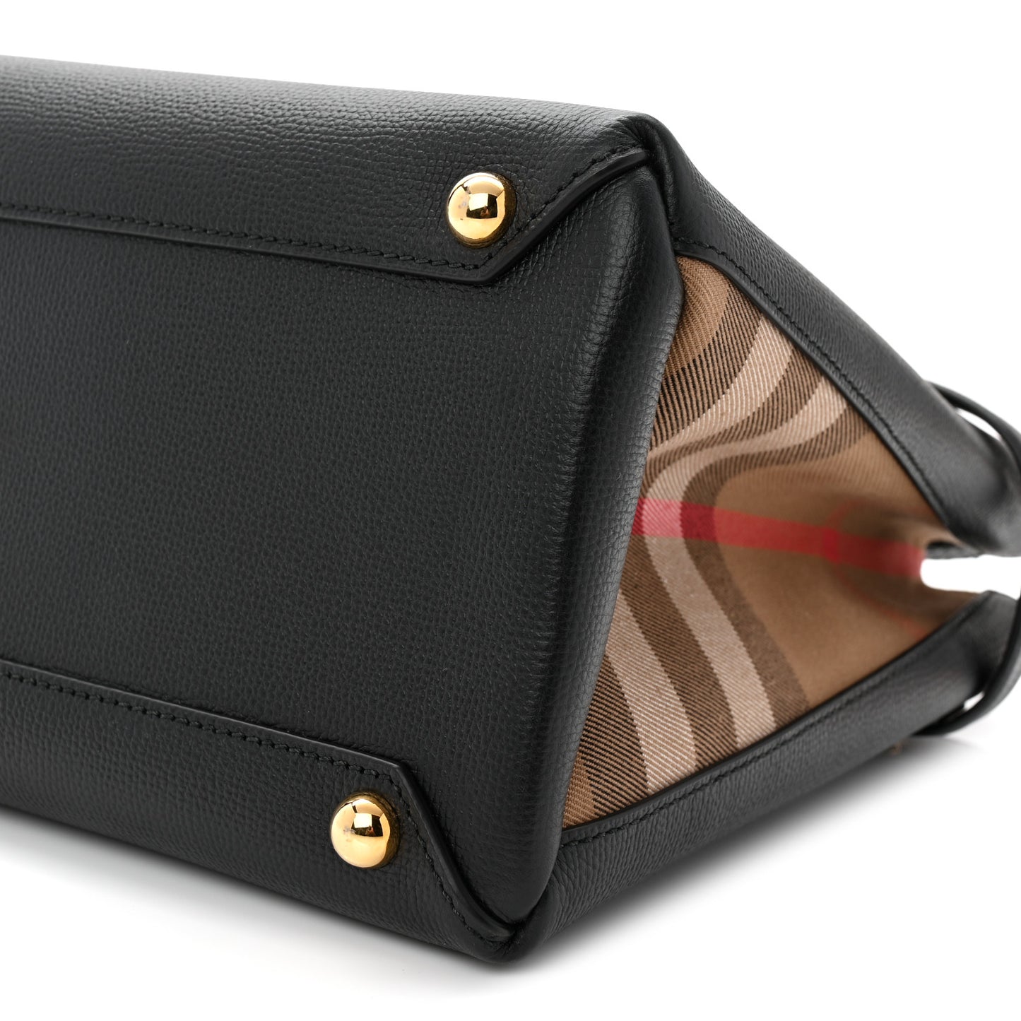 Grainy Calfskin House Check Medium Banner Tote Black