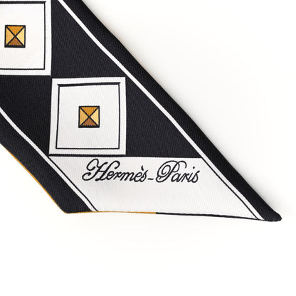 Hermes Silk Colliers Et Chiens Twilly Black Gold White 2 of 4