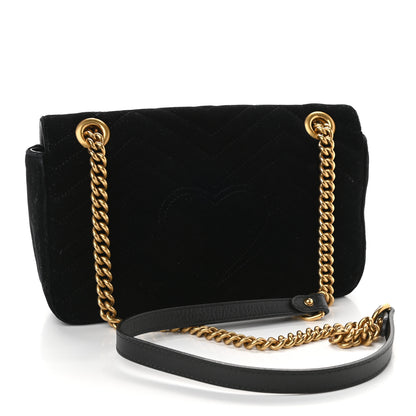 Gucci Velvet Matelasse Small GG Marmont Shoulder Bag Black 2 of 8