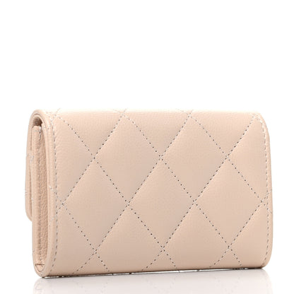 Chanel Caviar Pearl Quilted Coco Candy Flap Card Holder Beige 3 of 9