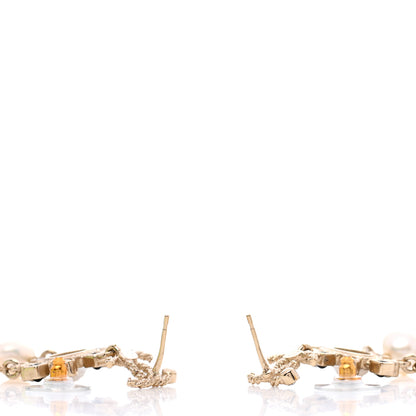 Chanel Enamel Pearl CC Drop Earrings Black Gold 3 of 5