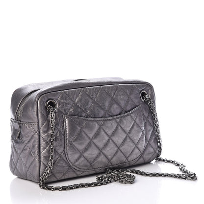Chanel Metallic Aged Calfskin Quilted Medium Reissue Camera Case Dark Silver 3 of 15