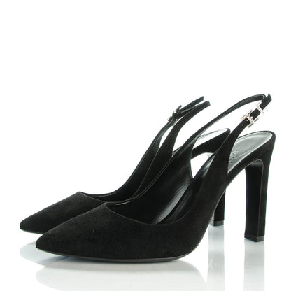 Hermes Goatskin Suede Kessy Pumps 38 Black 3 of 8