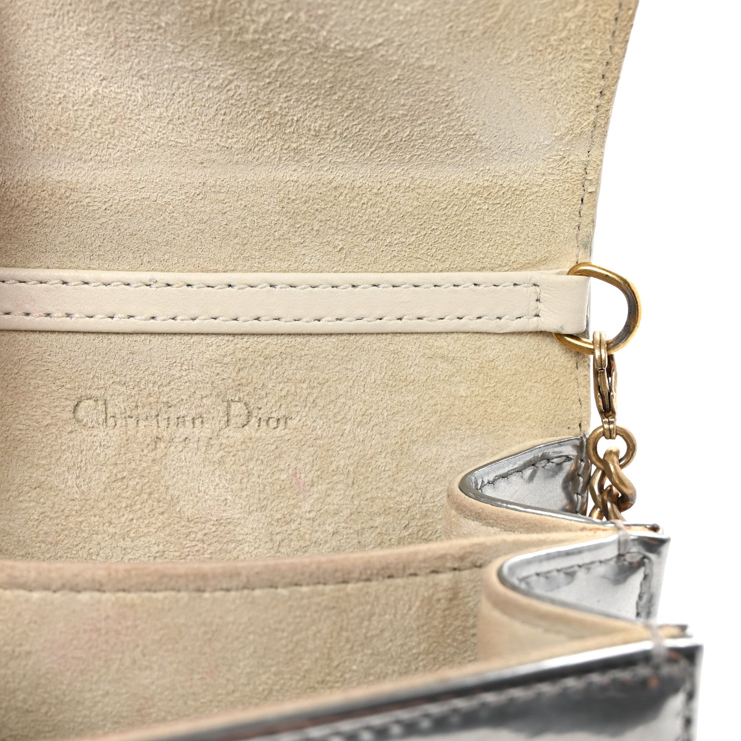 Christian Dior Metallic Calfskin Studded Vertical Diorama Silver 6 of 9