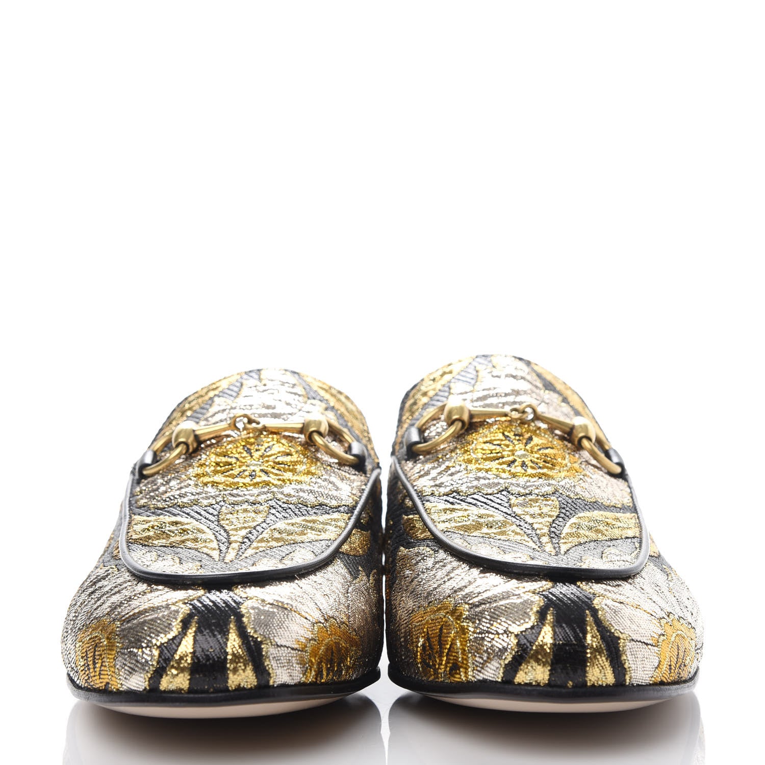 Gucci Jacquard Floral Womens Princetown Slippers 36 Oro Black 2 of 11