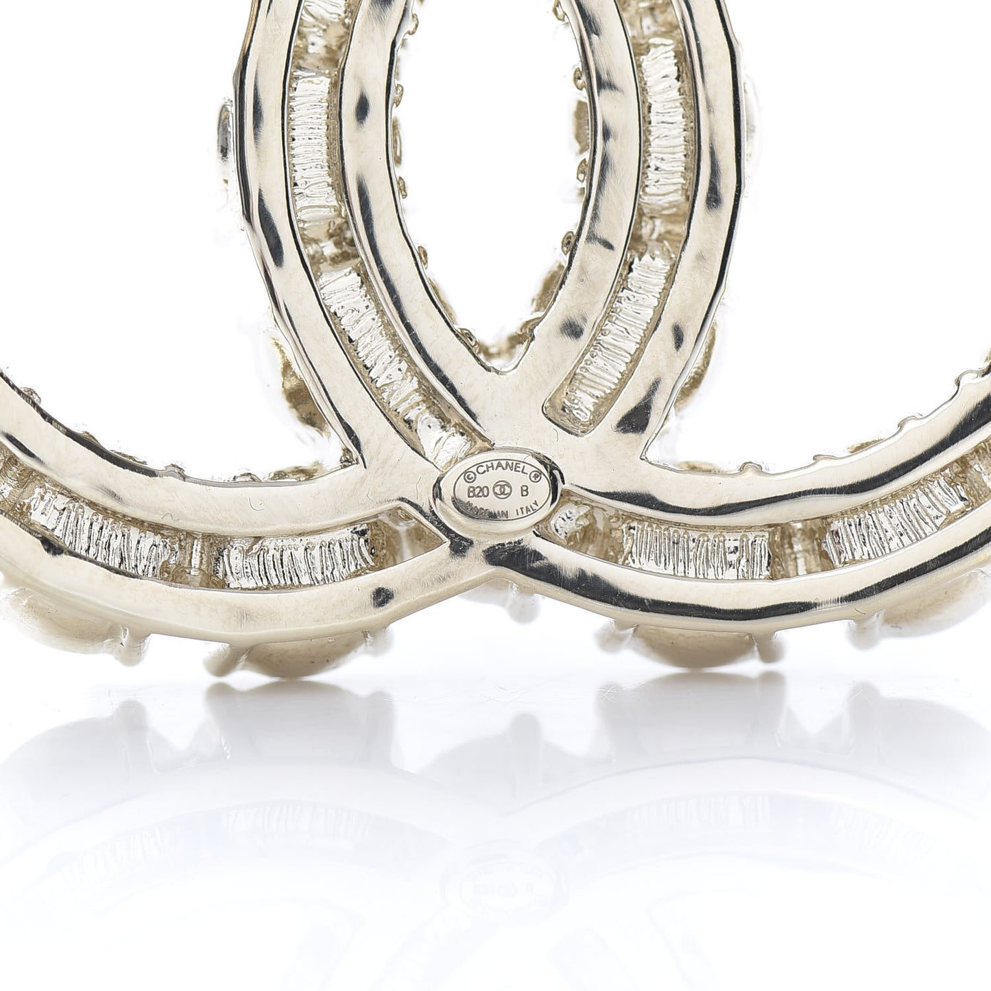 Crystal Pearl CC Dazzling Domino Brooch Gold Black