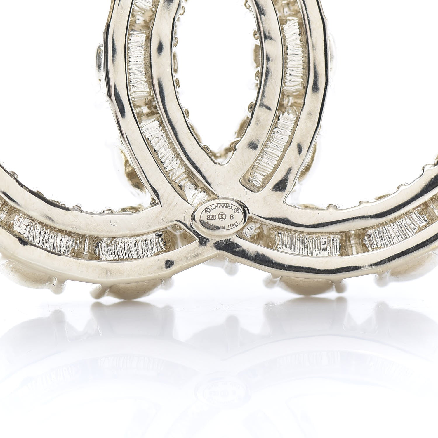 Chanel Crystal Pearl CC Dazzling Domino Brooch Gold Black 4 of 7