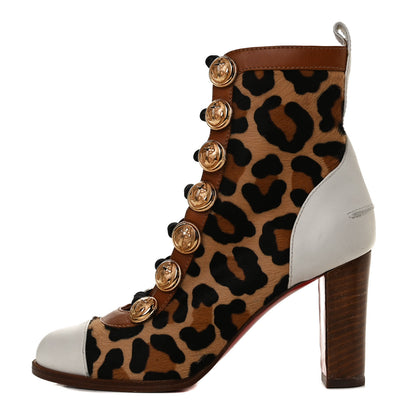 Christian Louboutin Calf Hair Leopard Print Who Dances 85 Ankle Boots 37.5 Gold Fauve 1 of 12