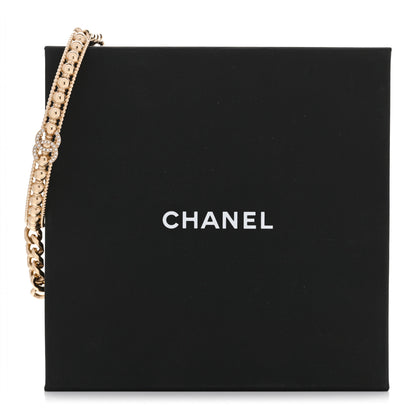 Chanel Metal Crystal Bead Chain Link CC Choker Necklace Gold 5 of 5