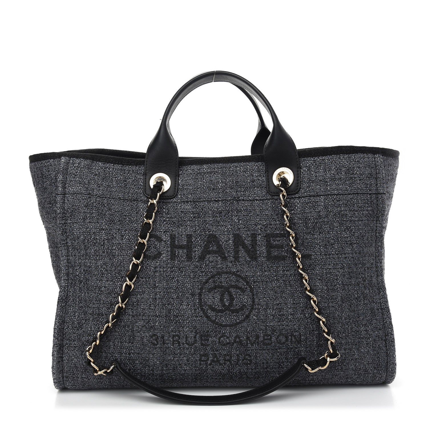Chanel Woven Straw Raffia Large Deauville Tote Black 1 of 9