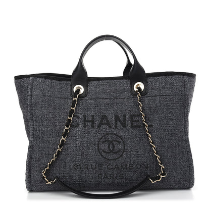 Chanel Woven Straw Raffia Large Deauville Tote Black 1 of 9