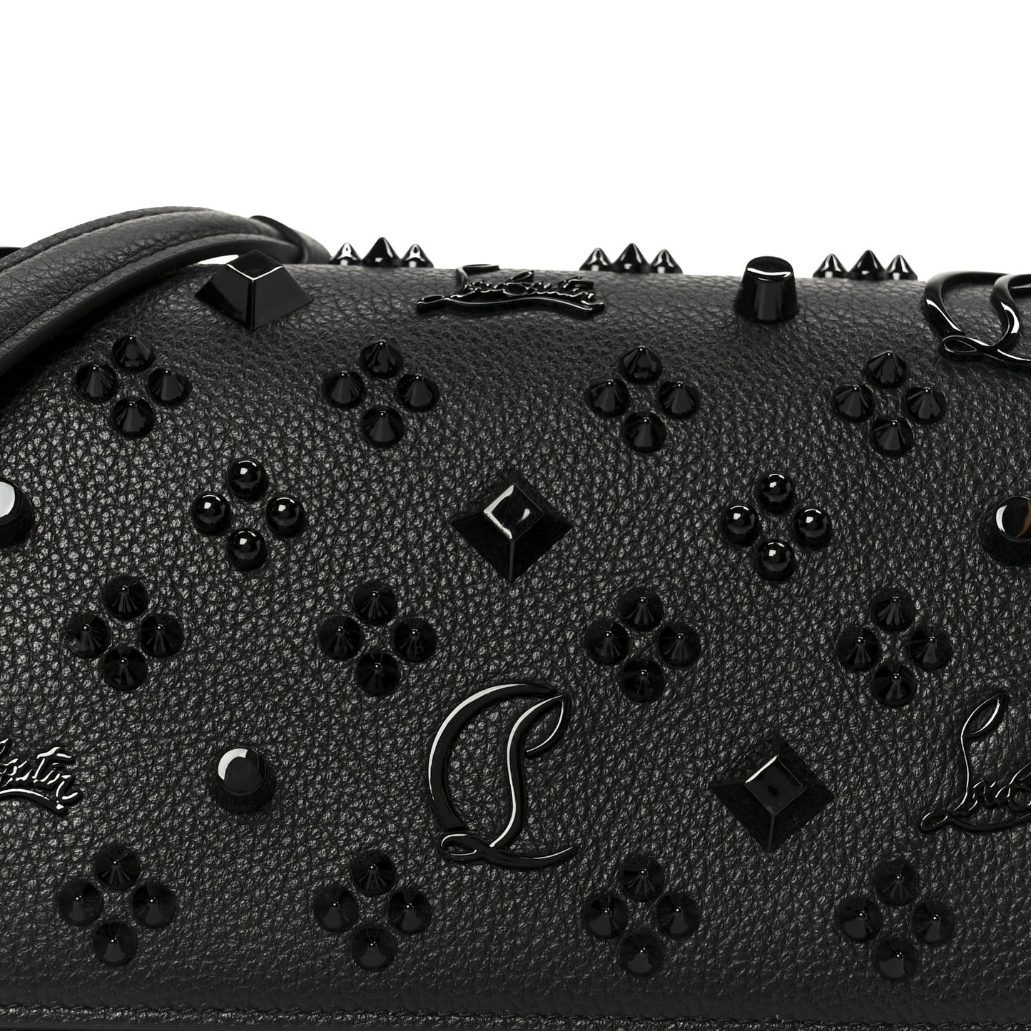 Calfskin Spikes Loubinthesky Paloma Clutch Black
