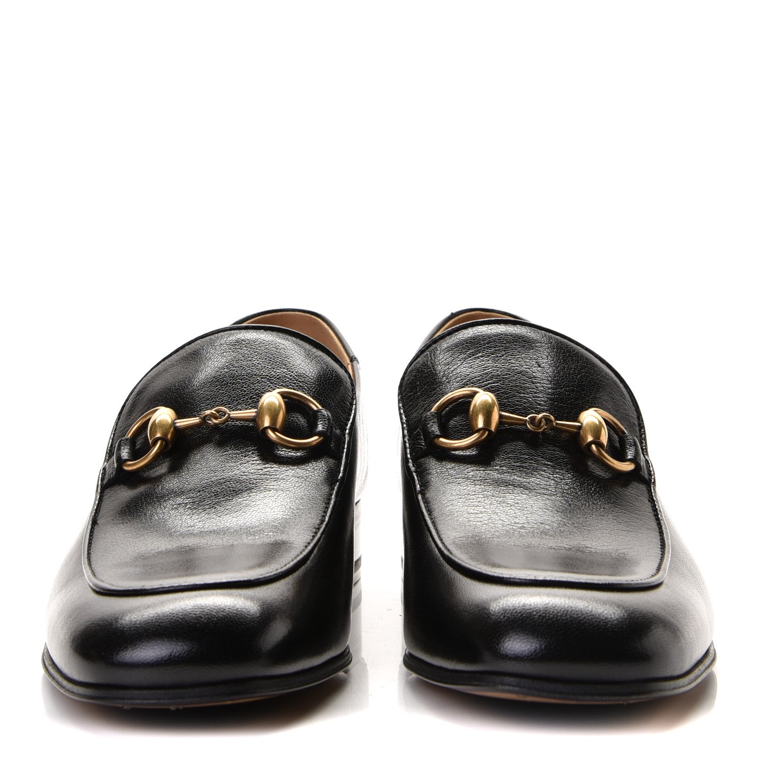 Gucci Goatskin Womens Horsebit Mid-Heel Loafers 38 Black 5 of 9