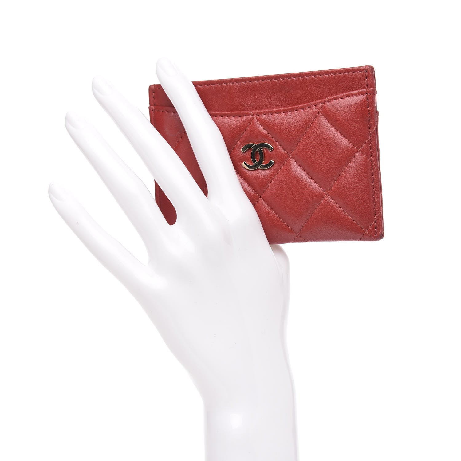Chanel Lambskin Quilted Card Holder Red 2 of 9