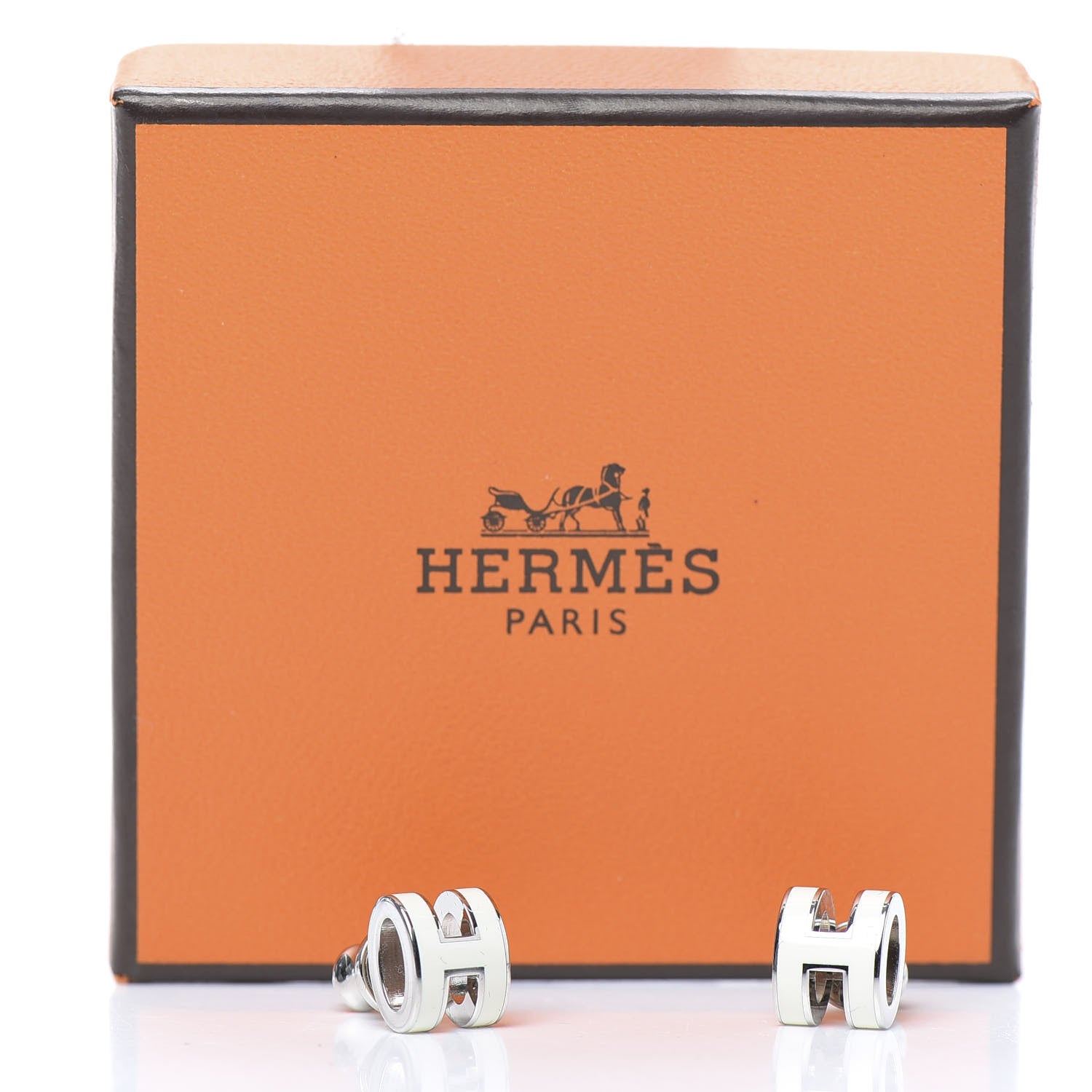 Hermes Palladium Lacquered Pop H Earrings White 6 of 6
