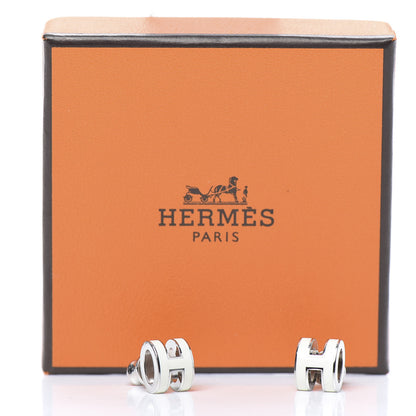 Hermes Palladium Lacquered Pop H Earrings White 6 of 6