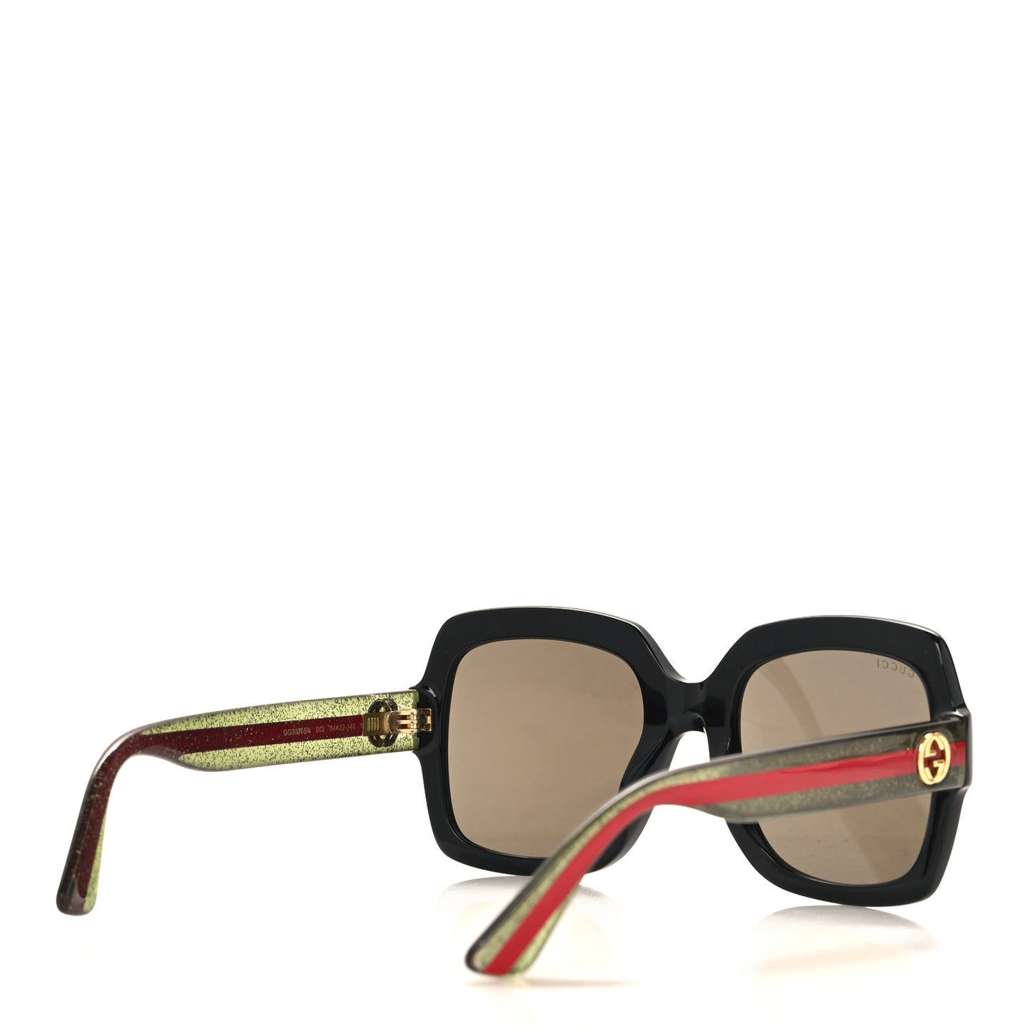 Acetate Square Frame Web Glitter Sunglasses GG0036S Black Green