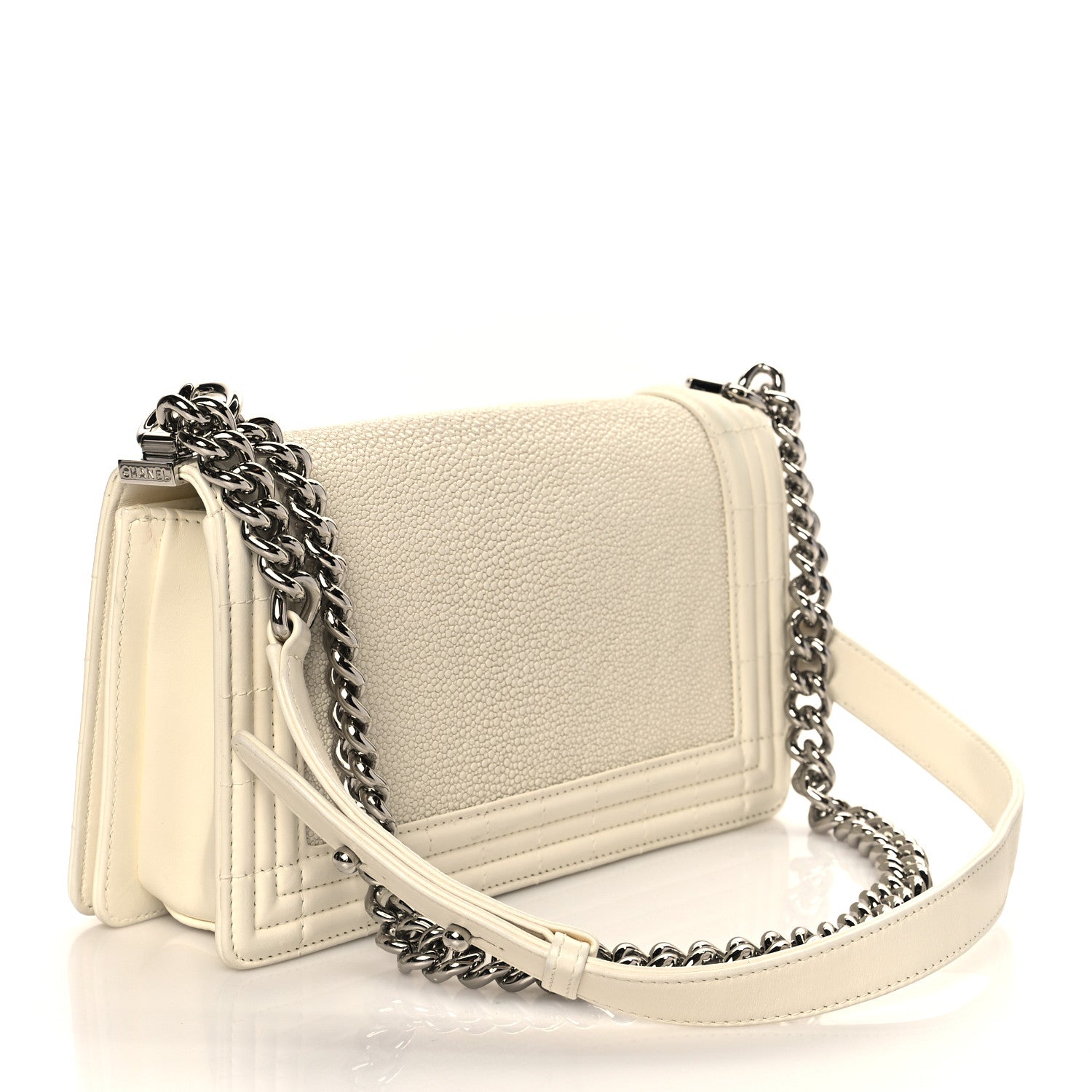 Chanel Galuchat Stingray Medium Boy Flap Ivory 3 of 10