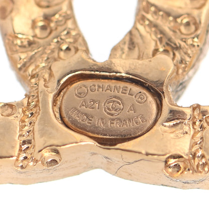 Chanel Metal Textured CC Earrings Gold 4 of 4