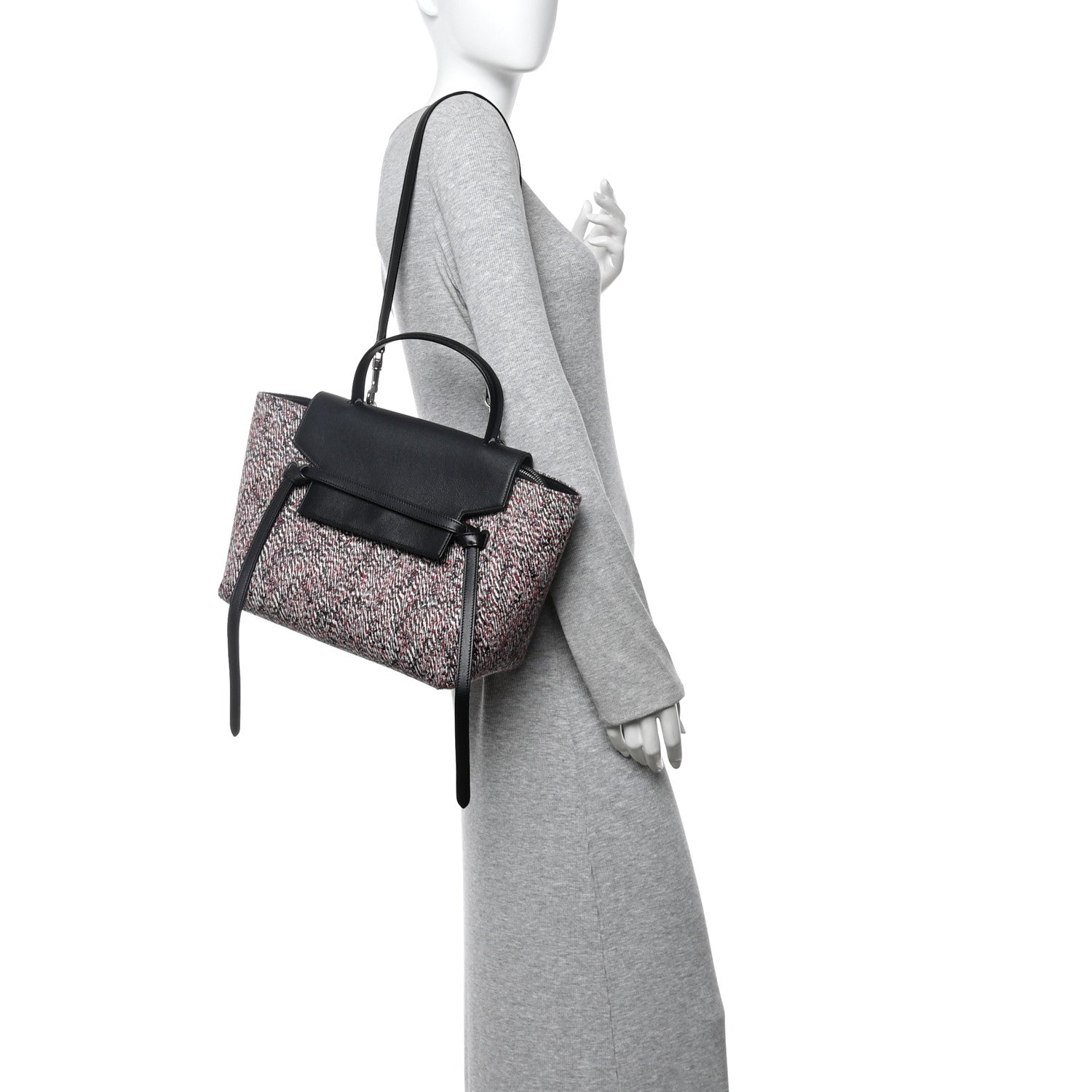 Celine Tweed Calfskin Small Belt Bag Black Multicolor 2 of 14
