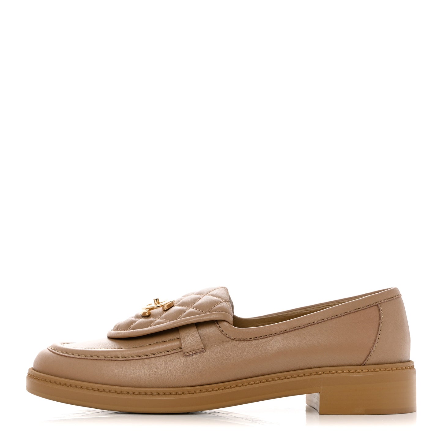 Lambskin Quilted CC Turnlock Loafers 40 Beige