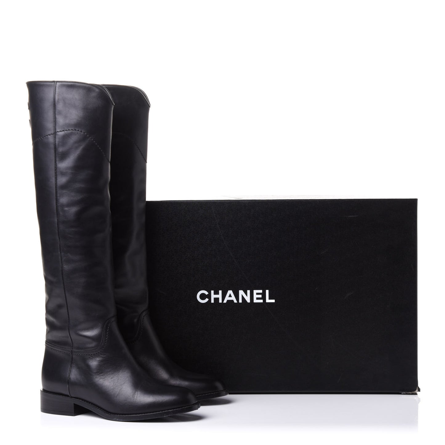 Calfskin Ascot Riding Boots 36.5 Black