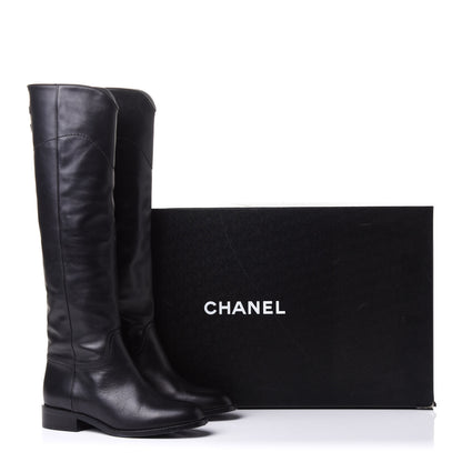 Chanel Calfskin Ascot Riding Boots 36.5 Black 11 of 11