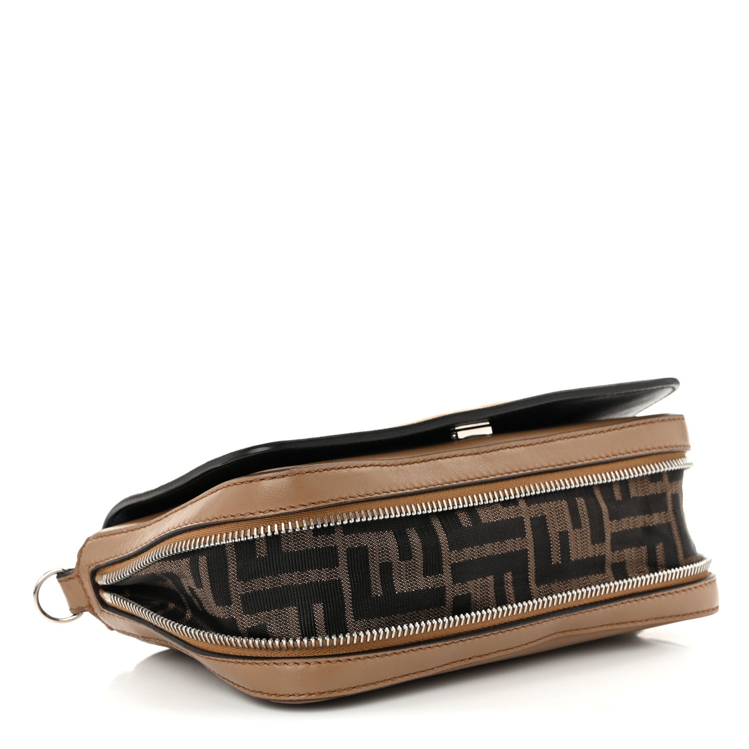 Fendi Vitello Grace Suede FF 1974 Embossed Mini Expandable Flap Bag Sand Sughero 5 of 11