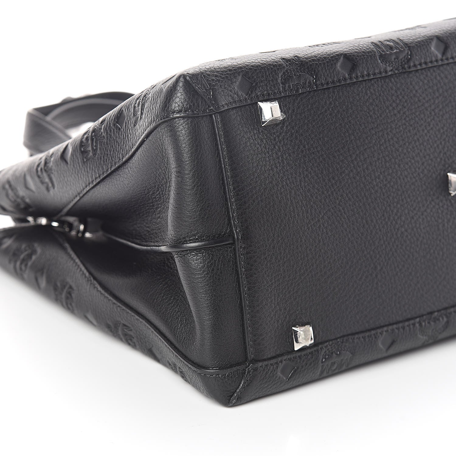 MCM Calfskin Ottomar Monogram Large Essential Tote Black 8 of 9
