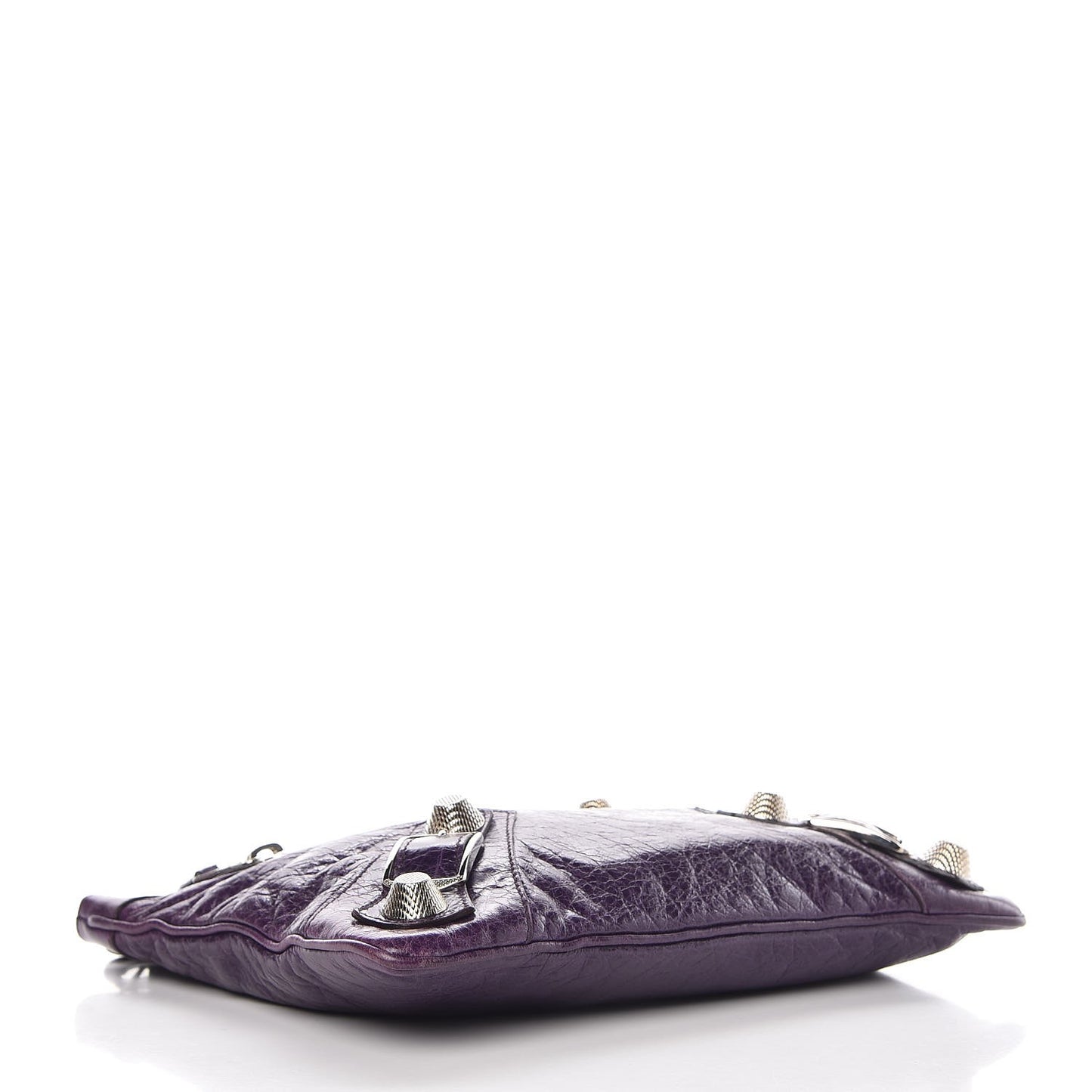Agneau Giant 21 Silver Hardware Flat Handle Clutch Raisin