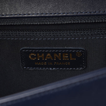 Chanel Lambskin Quilted New Medium Boy Flap Dark Navy Blue 6 of 7