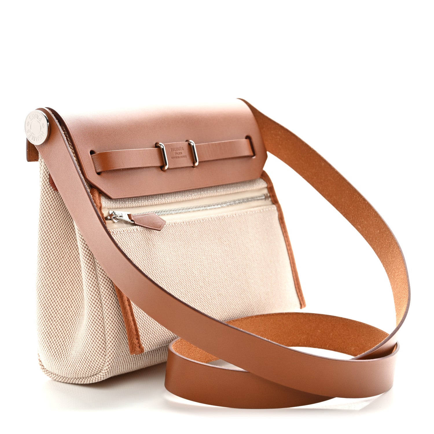 Hermes Military Toile Vache Hunter Herbag Zip Retourne 20 Ecru Beige Fauve 3 of 11