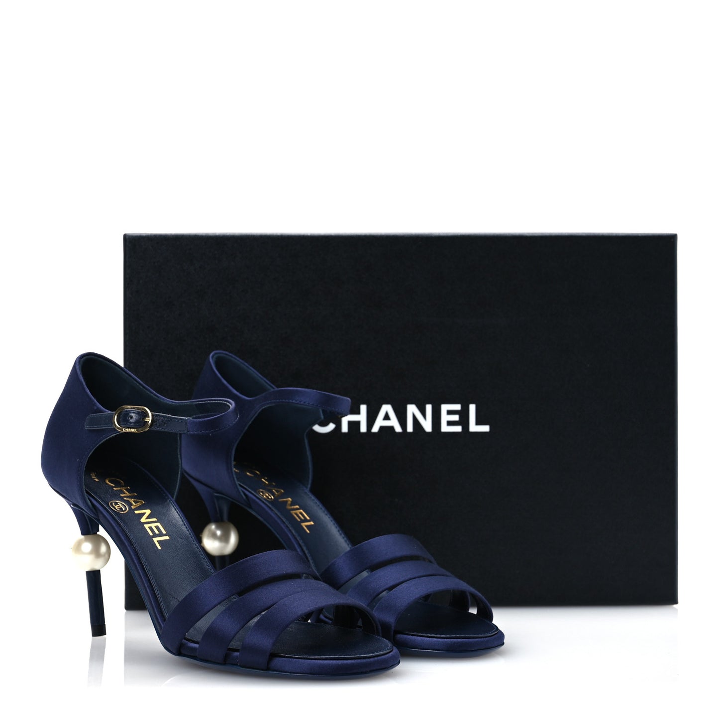 Satin Pearl Sandals 36 Dark Blue