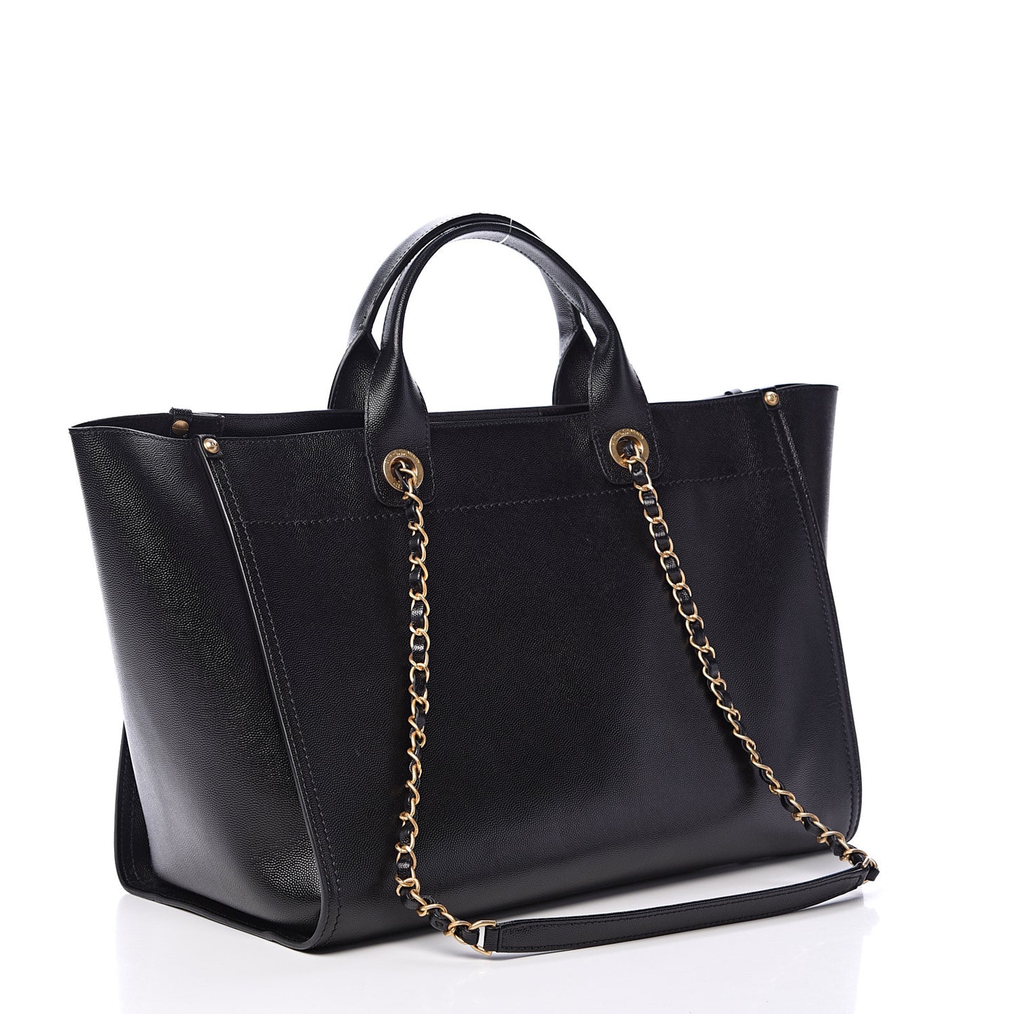 Caviar Medium Studded Deauville Tote Black