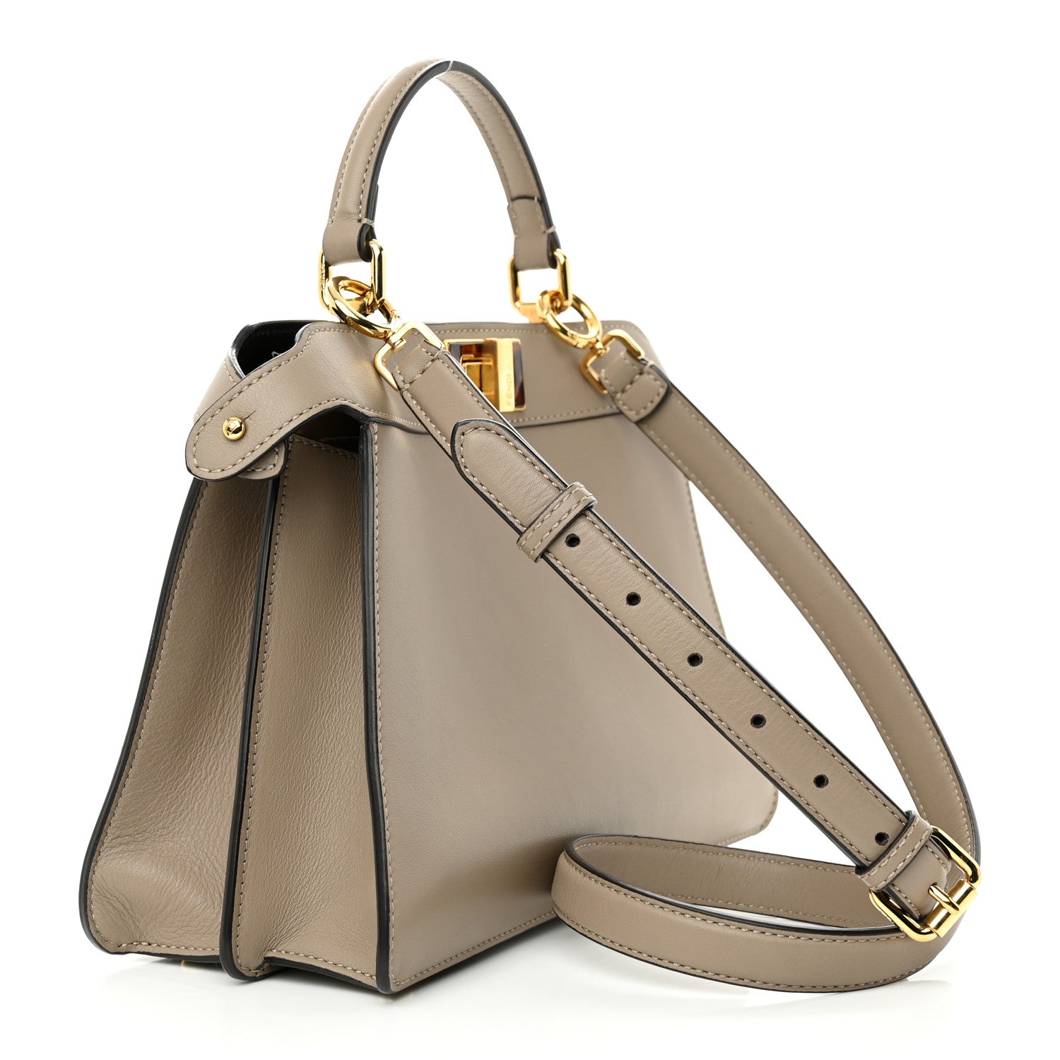 Fendi Vitello Seta Shiny Nappa Plexiglass Bi-Color Small Peekaboo I SEE U Satchel Tartaruga Black 3 of 12
