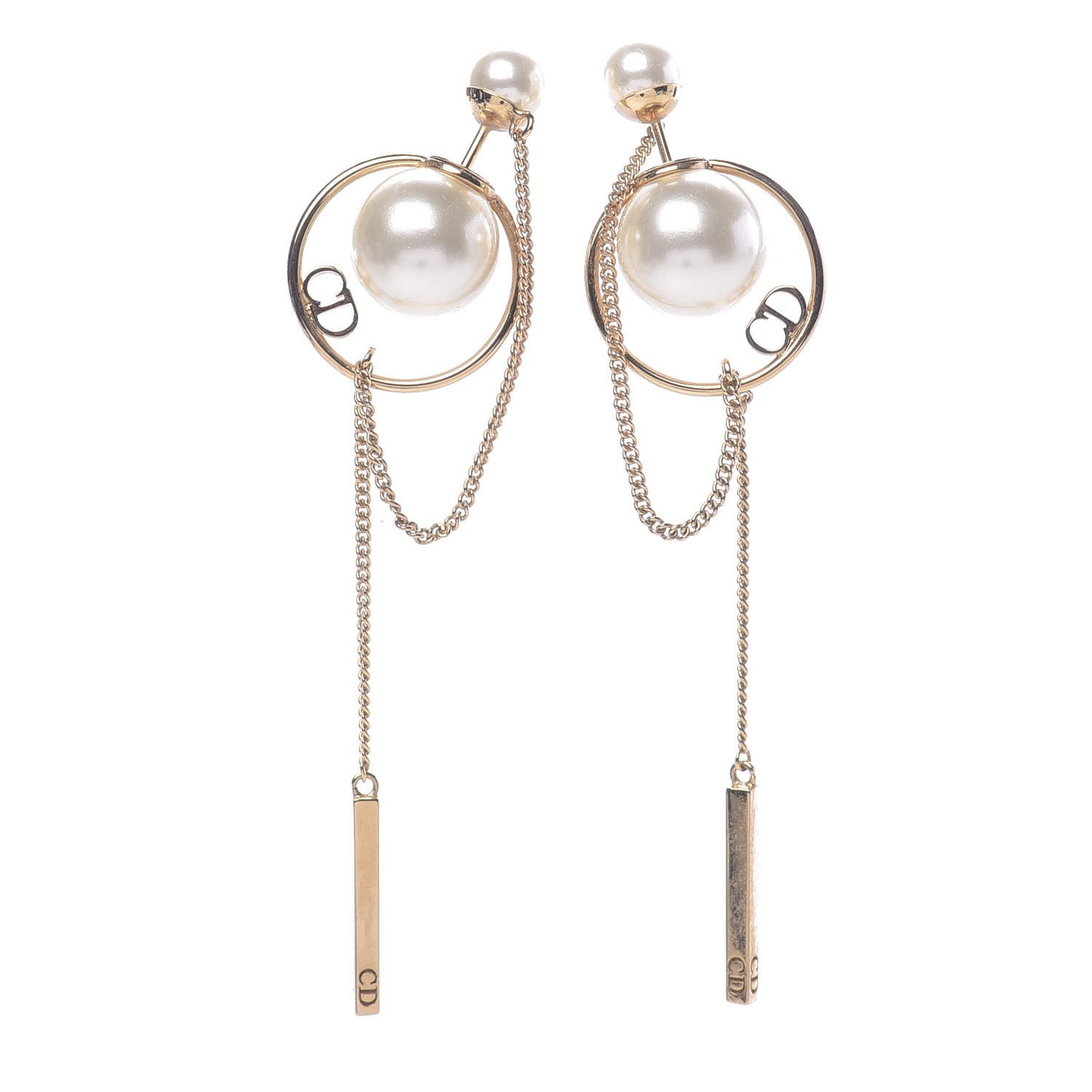 Pearl Tribales Dangle Chain Earrings Gold